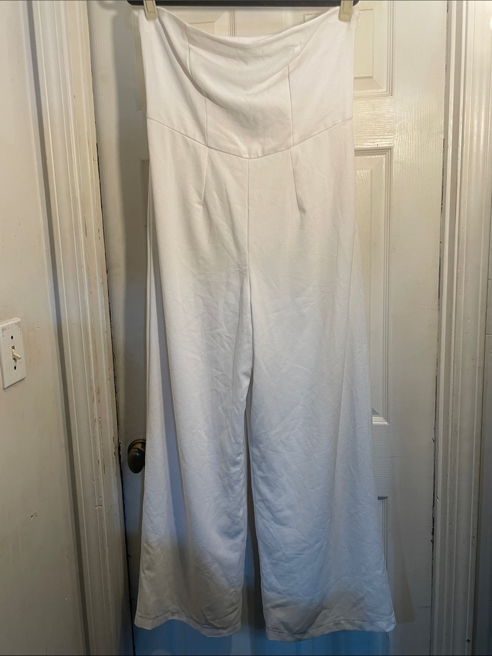 wild fable White Strapless Jumpsuit with Wide Legs